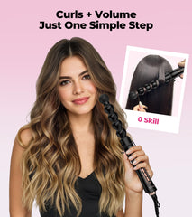 Farery wand with 360° swivel cord for tangle-free styling.