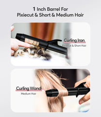 FARERY Keratin–Argan infused barrel nourishes hair while curling.