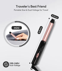 FARERY travel curling iron with 100-240V supports worldwide use.