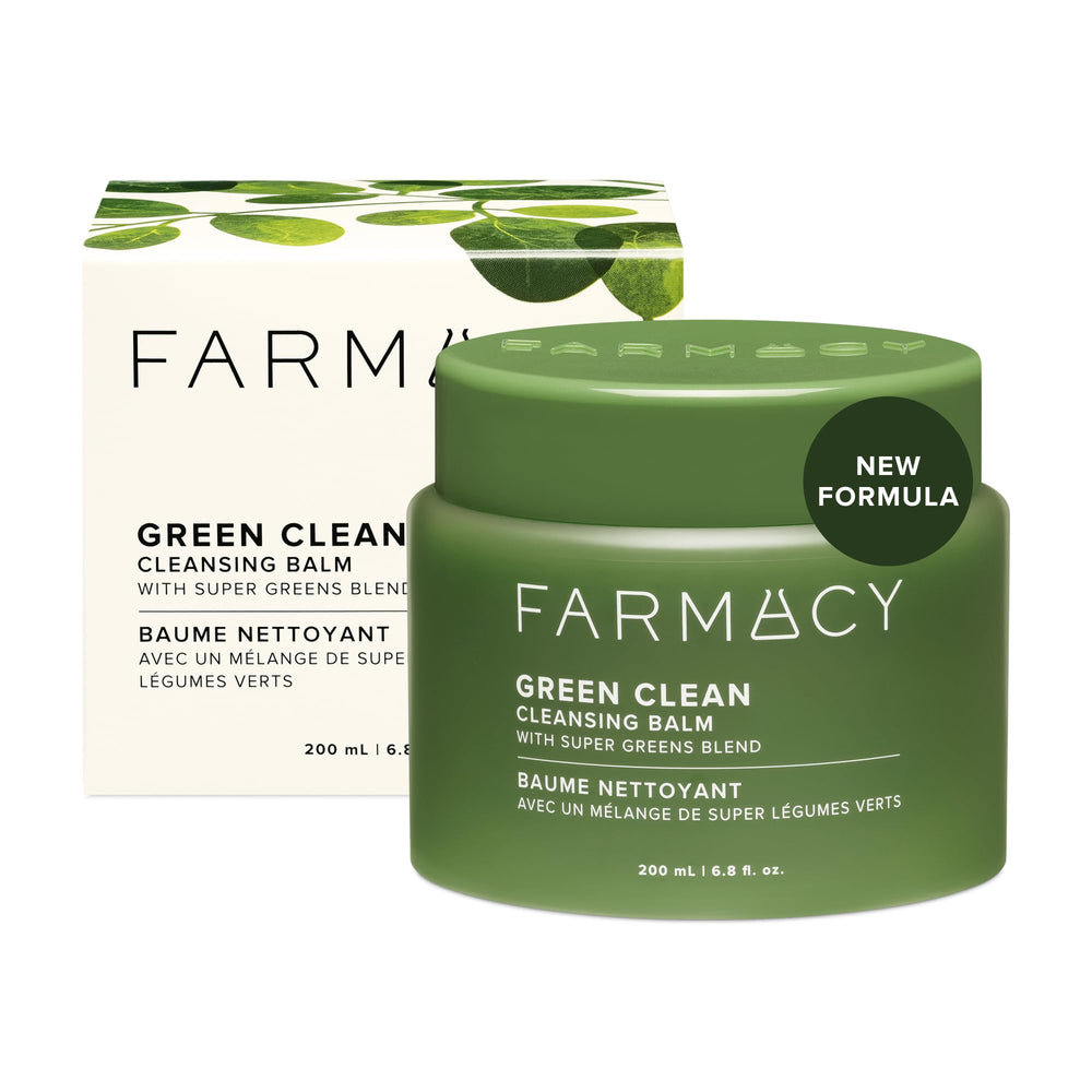 Farmacy Green Clean Balm jar closeup showing creamy texture for makeup removal