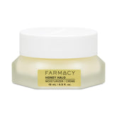 Farmacy Honey Halo jar closeup highlights rich, moisture-locking texture for dry skin care.