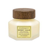 Farmacy Honey Halo jar closeup shows rich hydration for dry skin.