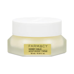 Farmacy Honey Halo jar closeup highlights rich, moisture-locking texture for dry skin care.