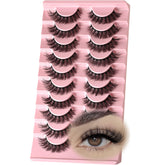FARRED natural lashes short wispy strip; bright daytime look.