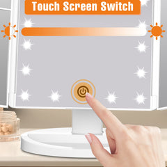 FASCINATE Trifold mirror rotates 180 degrees for versatile viewing angles