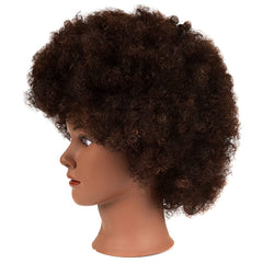 Fashion Color Care natural dark brown hair in a 9-inch curly head for practice.