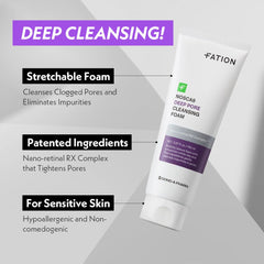 Fation Nosca9 espuma de limpieza con aminoácidos y Retinal RX para cuidado diario.