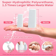 Fauxomor wet-use sponge expands when damp for faster blending