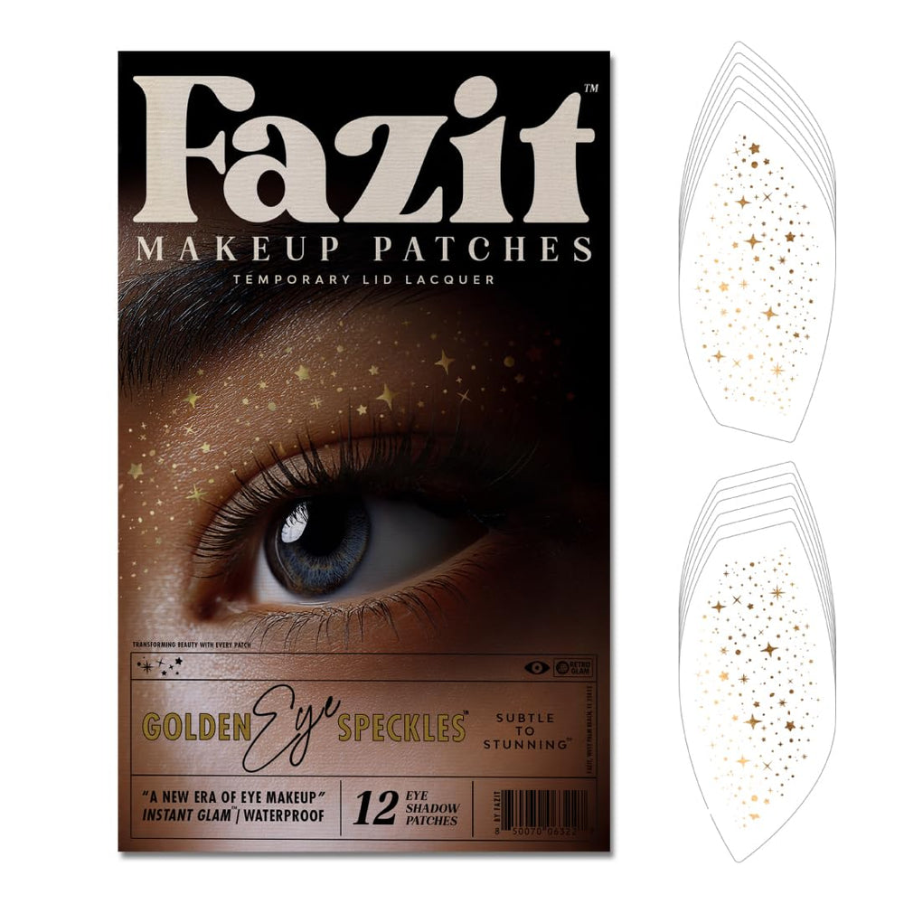 Parche Fazit para ojos con puntos dorados, brillo suave para un aspecto natural.