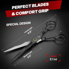 Fcoget hair cutting scissors case and included items arranged in luxury gift packaging