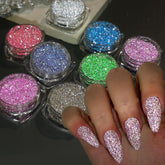 Polvo brillante plata de Fcozpjk, brillo reflectante para uñas con estilo.