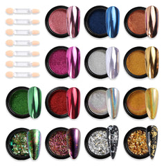 Fcozpjk polvos cromados 14 colores, efecto espejo para uñas