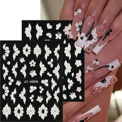 Fcozpjk white flower nail stickers pack for clean accent nails