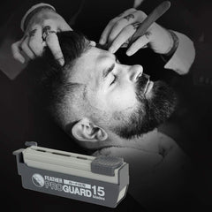Feather ProGuard blade dispenser with one-touch insertion supports sanitary blade changes.
