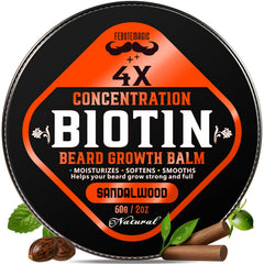FEBOTE Biotin Beard Balm in sandalwood packaging for a refined, non-greasy finish