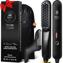 FEBOTE heated ionic brush with beard shaping comb for fast grooming