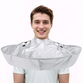 FEBSNOW haircutting cloak with adjustable buckle for a secure fit during home or salon cuts.