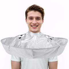 FEBSNOW haircutting cloak with adjustable buckle for a secure fit during home or salon cuts.