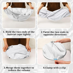 FEBSNOW haircutting cloak featuring umbrella design to protect clothes.