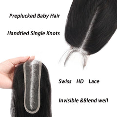 FEHOKA body-wave closure in middle part shows soft, realistic texture for DIY styling.