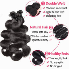 Feibin body wave weave with closure ready for quick install.
