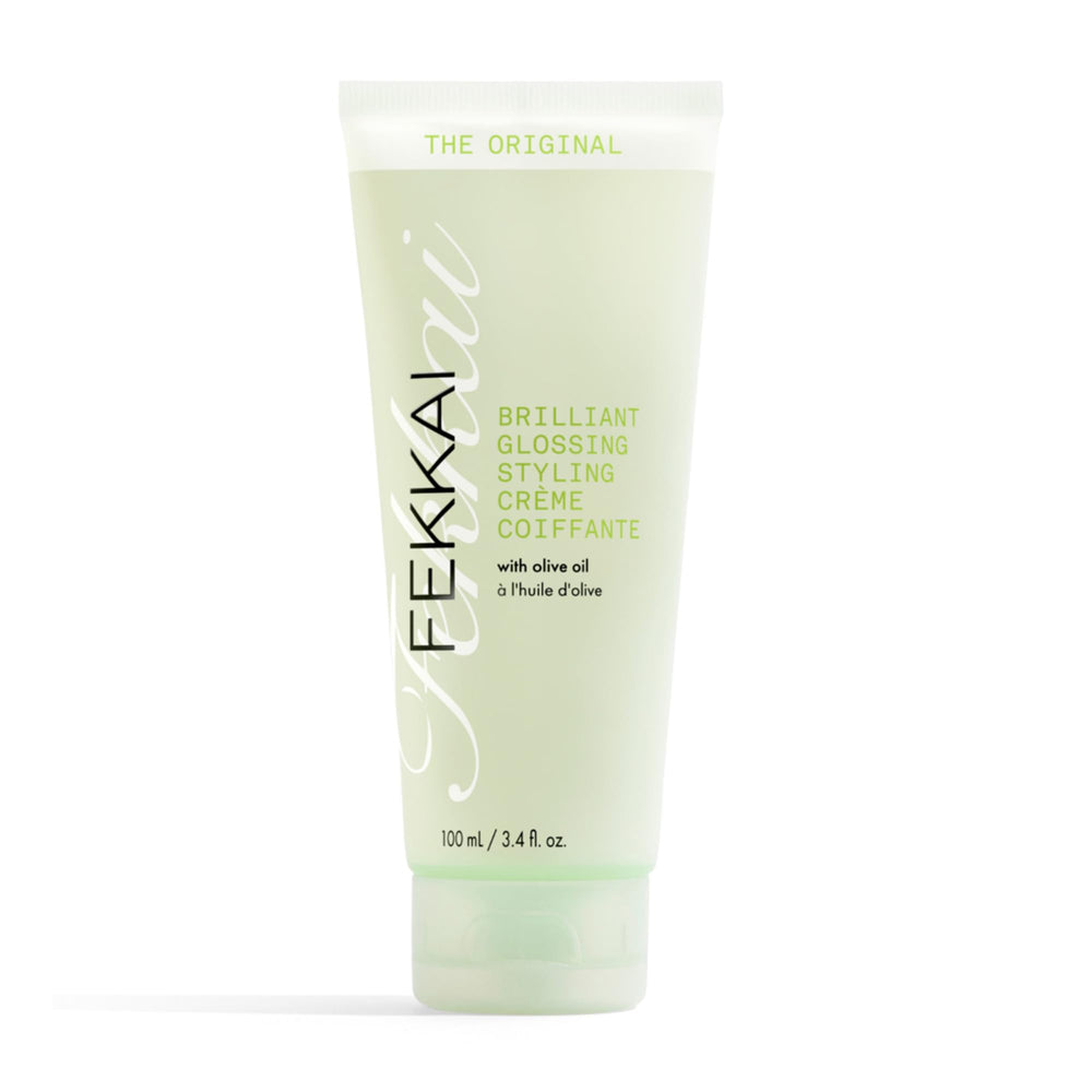 Fekkai Original Brilliant Glossing Styling Creme bottle closeup for radiant shine