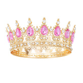 Feltent pink crown crystal tiara for women, ideal for weddings and photo sessions.