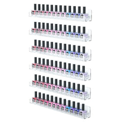FEMELI nail polish wall rack side view with six shelves for organized bottles