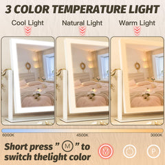 FENNIO makeup mirror with 3-color lighting enhances color accuracy