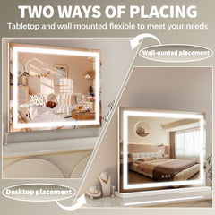 FENNIO tabletop vanity mirror with base for desk grooming.