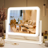 FENNIO vanity mirror with lights showing 14x12 size for precise makeup application