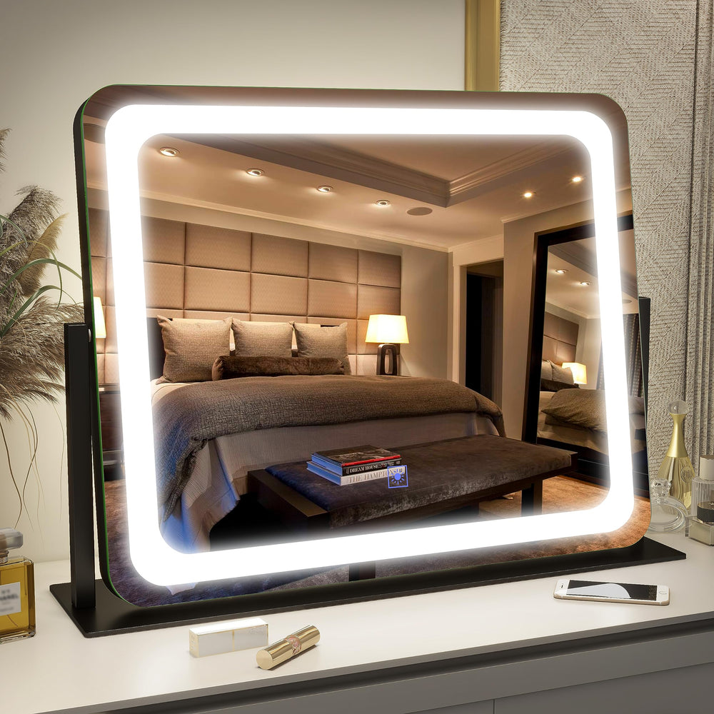 FENNIO vanity mirror front view with lights for precise makeup application.