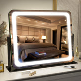 FENNIO vanity mirror front view with lights for precise makeup application.