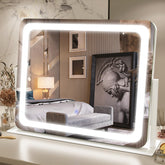 FENNIO vanity mirror with lights front view showing even illumination for makeup.