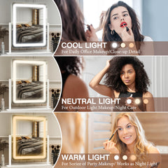 FENNIO vanity mirror three color modes for accurate skin tone