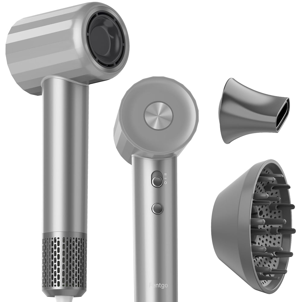 Fentgo hair dryer with diffuser front view for fast, even drying.