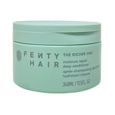 Fenty Hair The Richer One deep conditioner bottle closeup highlights hydration and detangling.