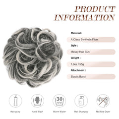 Feshfen ponytail extension attached with elastic for quick wear.