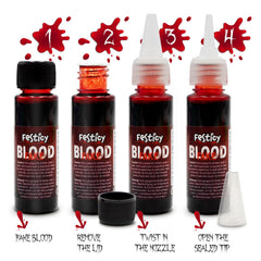 Festicy sangre falsa auténtica, efecto decorativo para Noche de Brujas, mejora el realismo de decoraciones.
