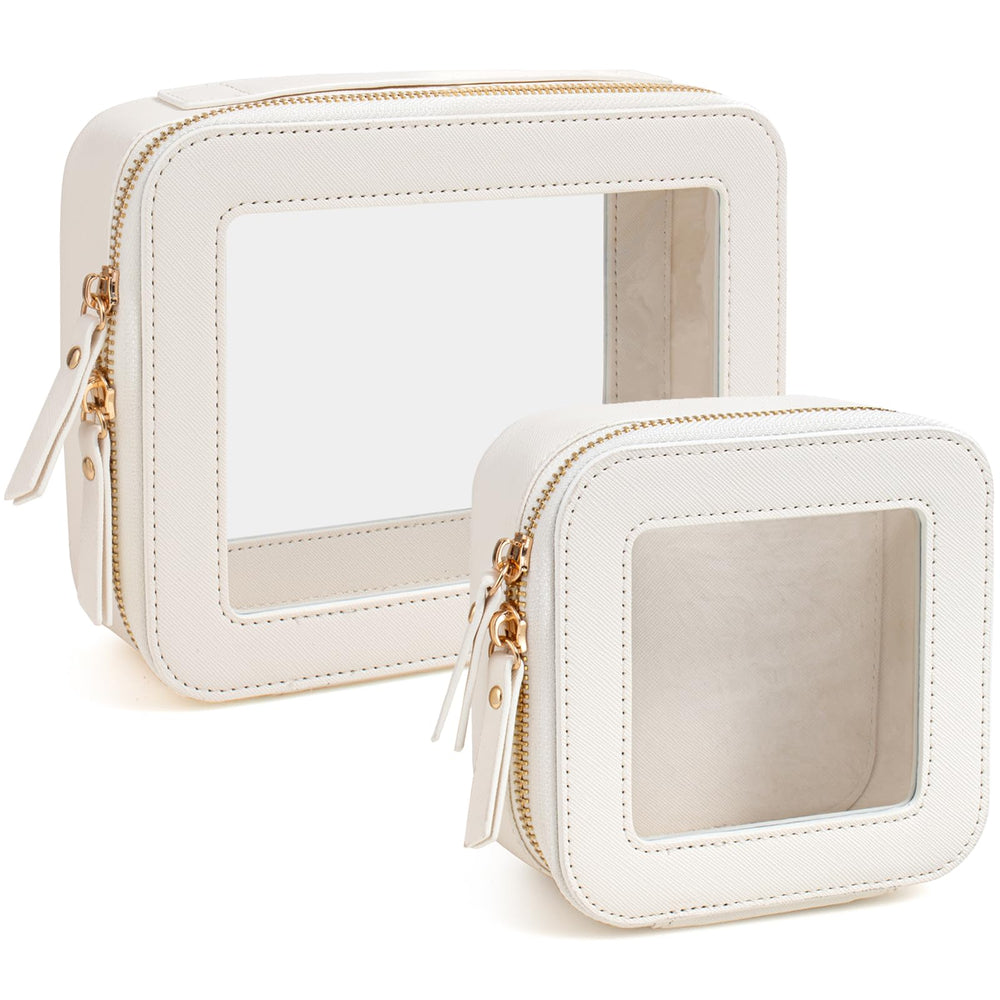 FFpaw large travel clear makeup bag with transparent window for quick selection
