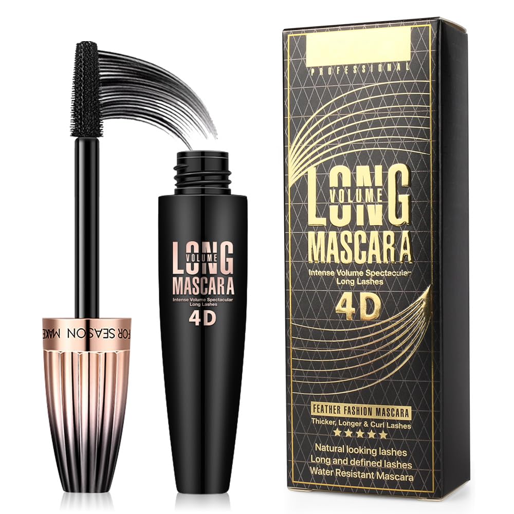 FGHJ 4D Silk Fiber Lash Mascara bottle highlights sleek waterproof formula for all-day wear.