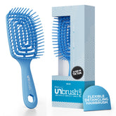 FHI Heat UNbrush Flex detangler close-up with 132 DuoFlex bristles for gentle detangling.