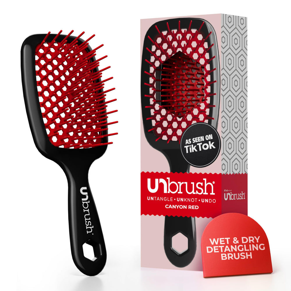 FHI Heat UNbrush red front view illustrating sleek detangling design