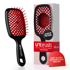 FHI Heat UNbrush red front view illustrating sleek detangling design