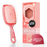 FHI Heat UNbrush Ruby Peach front view with dual-flex bristles for gentle detangling.