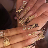 FIEONCIY press-on nails long coffin with glossy French design for home use.
