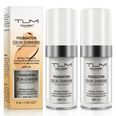 Find Back flawless foundation bottle demonstrating natural color match for even skin tone.