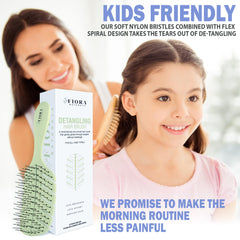 Fiora Naturals detangler brush for dry and wet hair detangling.