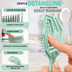 Fiora Naturals detangler brush ergonomic handle for comfortable styling