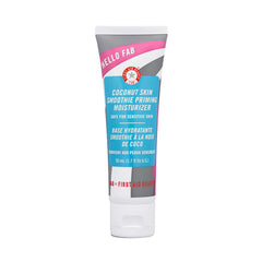 First Aid Beauty Hello FAB coconut-skin smoothie bottle showing hydrating primer for dewy skin.